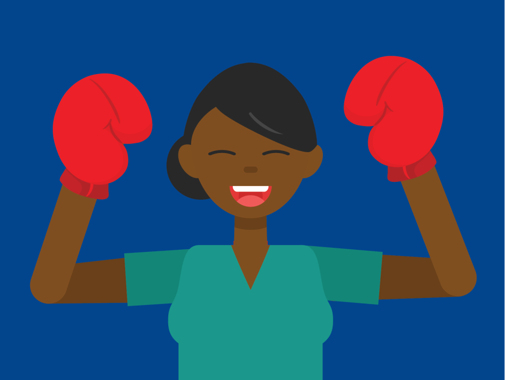 Nurse with boxing gloves